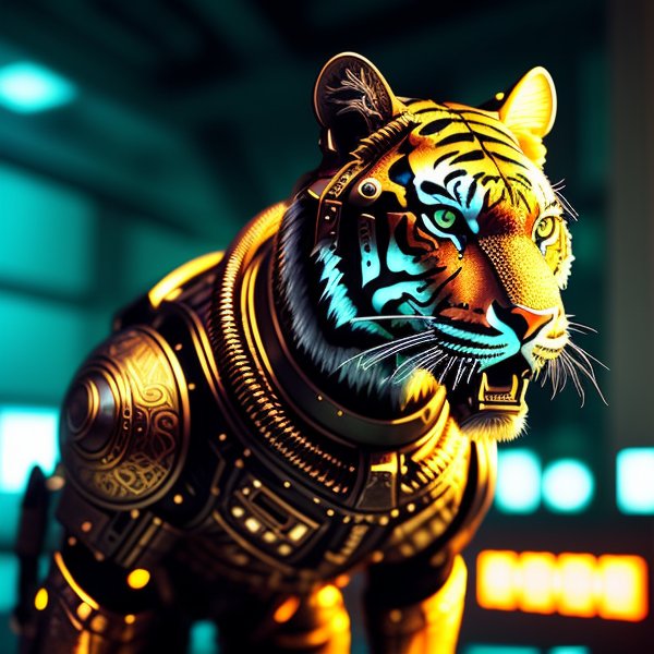 00122 28635516 tiger made out of metal cyborg cyberpunk style intricate details hdr intricate details hyperdetailed cinematic sh