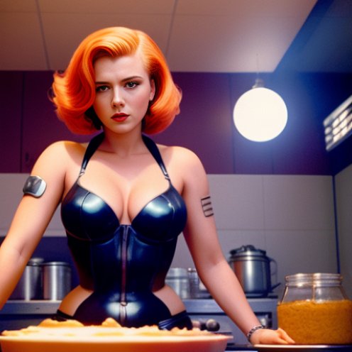 00206 149484961 nacked Scarlett Ingrid Johansson cooking a pie and look at me waitress pinup Ghost in a Shell style kodak portra 400 cinema