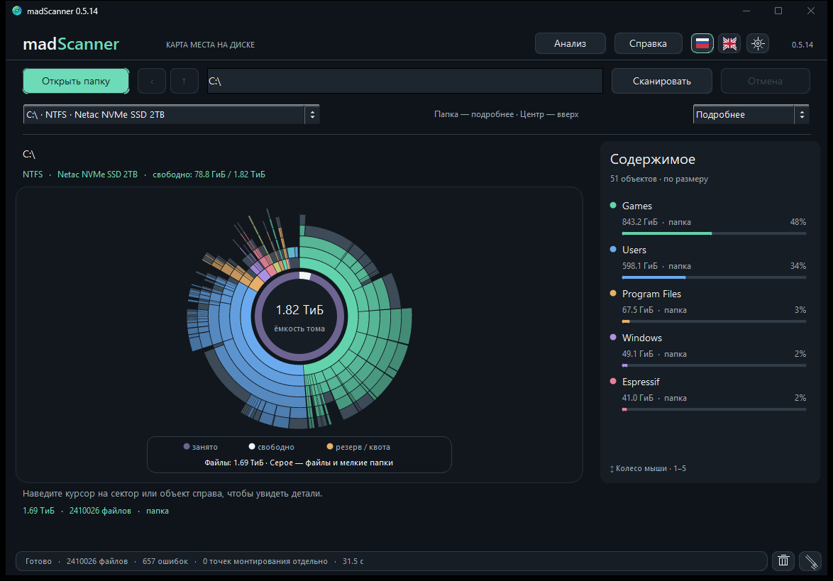 madScanner 0.5.14 disk usage map